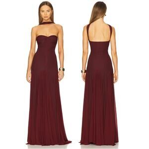 Deme by Gabriella Berta Dress Maxi Party Formal Evening Elegant Burgundy Prom S